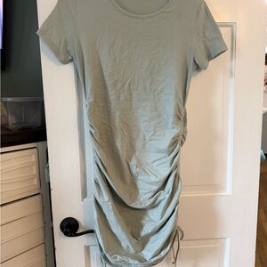 Sage Green Ruched T-Shirt Dress